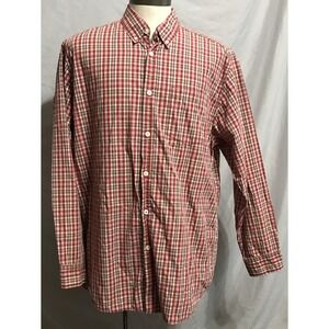 Levi's Shirt Mens Large Red Tab Casual Pocket Button Down Red Plaid Long Sleeve